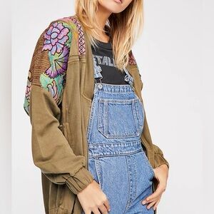 Free People Antigua Embroidered Floral Cardi Jacket-Oversized-Boho-Hippie-XS